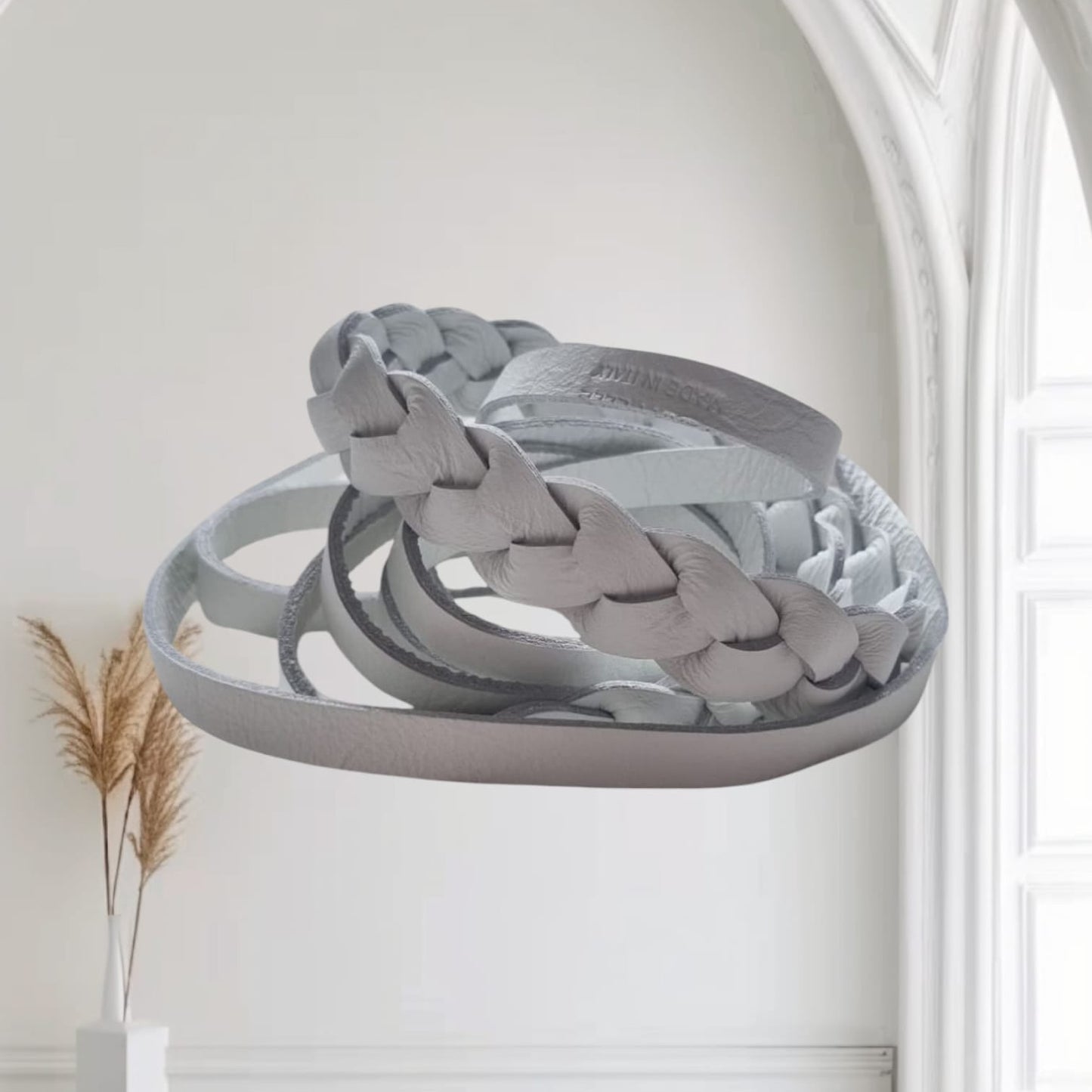 Geflochtener Echtleder-Bindegürtel in Weiß für Damen