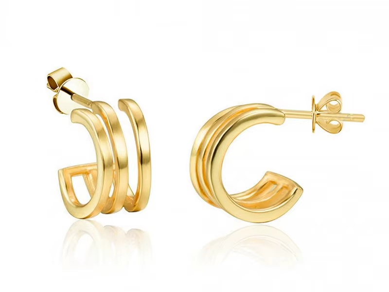 Minimalistische 925 Sterling Silber Ohrstecker mit 18K Gold-Beschichtung