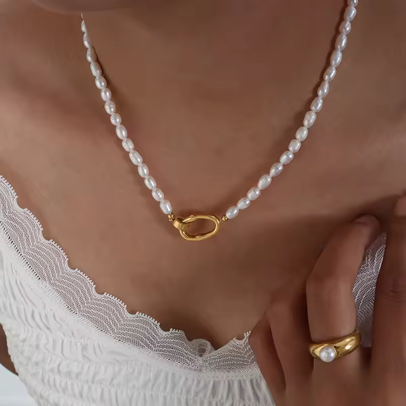 Stilvolles Süßwasserperlen Armband – Hochwertiger 316L Edelstahl, Modischer Schmuck für Frauen