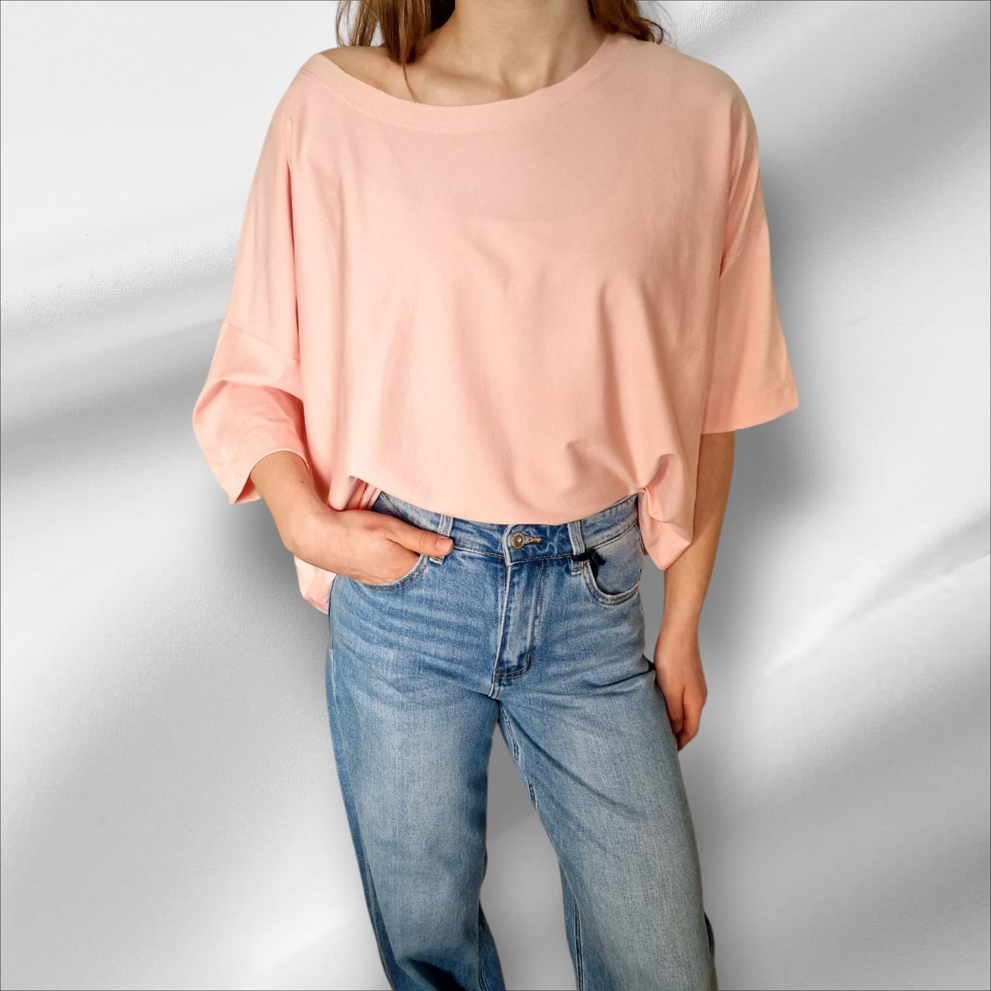 Rosa Oversized T-Shirt, bequemer Schnitt, hochwertiges Material, lässiger Look