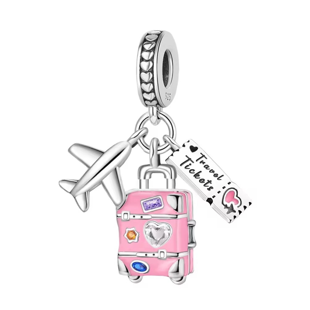 Charm Reisekoffer – 925 Silber Charm für Armbänder & Ketten