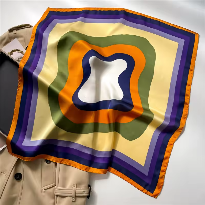 Satin-Haartuch Damen bunt Streifen orange blau grün weiß
