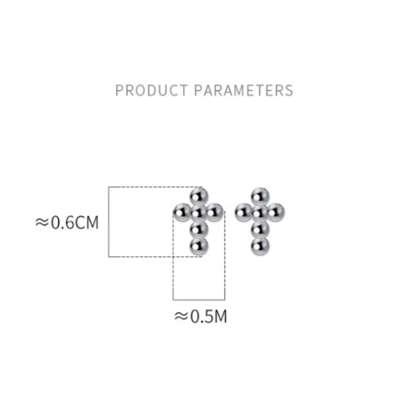 Ohrstecker in Kreuzform aus kleinen Kugeln - minimalistisches Design - Größenangaben