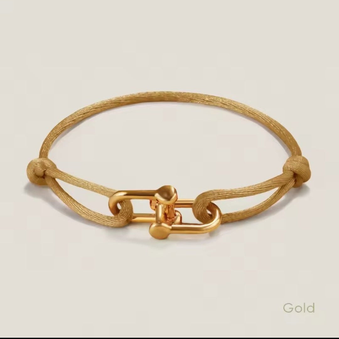 Verstellbares Kordelarmband mit U-Form-Schließe – wasserfest