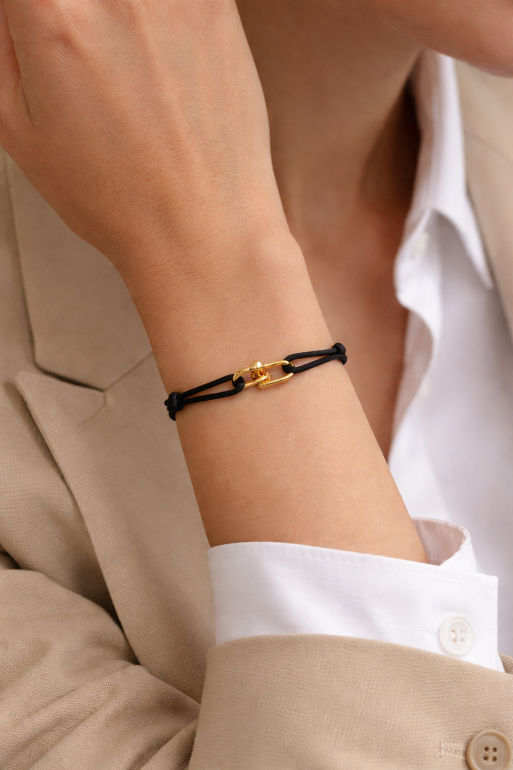 Verstellbares Kordelarmband mit U-Form-Schließe – wasserfest