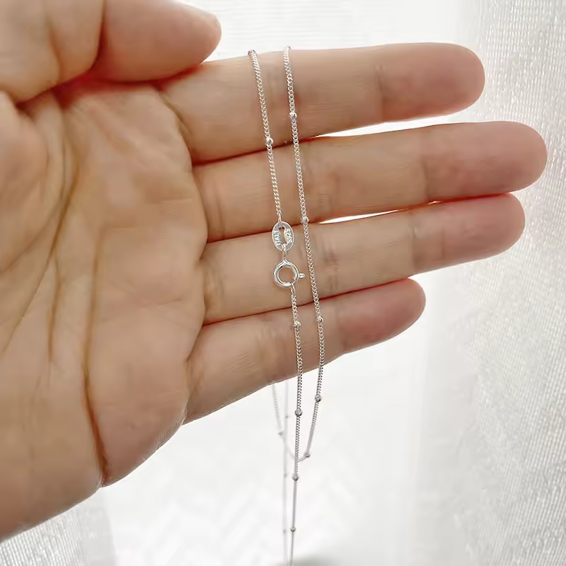 Feine 925er Silberkette mit kleinen Kugeln – eleganter, schlichter Look mit Federringverschluss für jeden Anlass