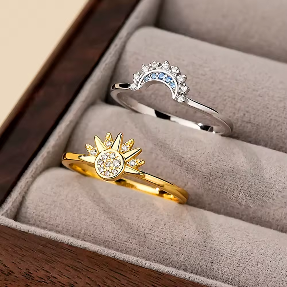 Sonne & Mond Ringe – 925 Sterling Silber