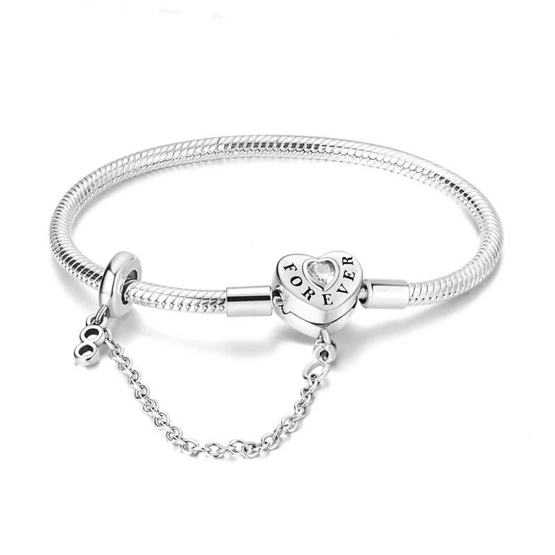 Charm-Armband „Forever“ – 925 Sterling Silber mit Sicherheitskette