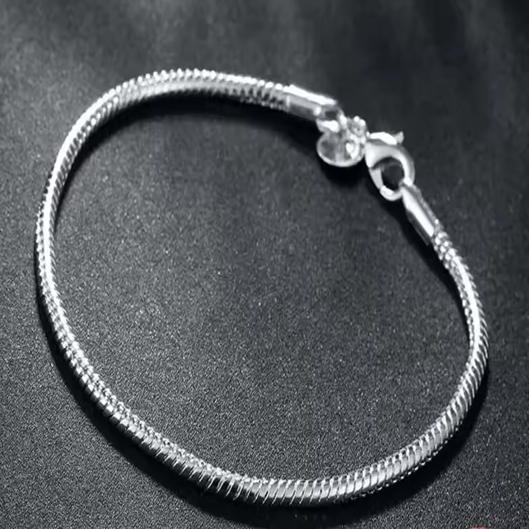 Charm-Armband aus 925 Sterling Silber mit Schlangenkette