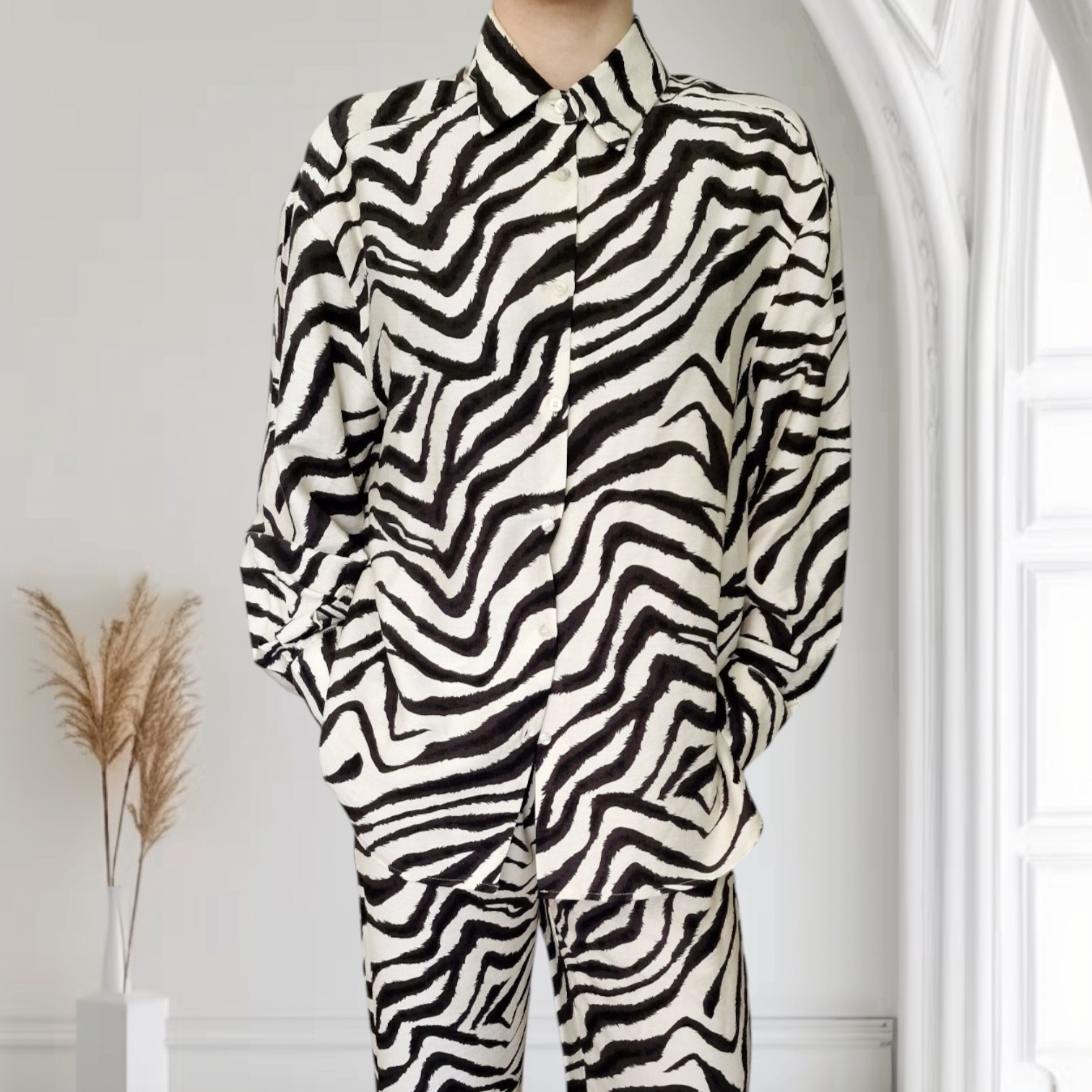 Oversized Animal-Print Bluse für Damen