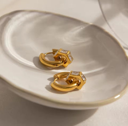 Edelstahl Ohrringe 18K vergoldet Dame