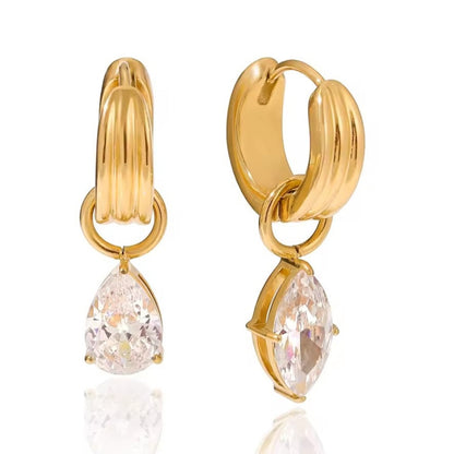 Goldene Tropfen Creolen mit Zirkonia