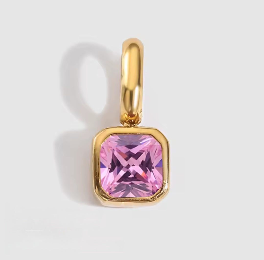 Personalisierter Geburtsstein Charm Rosa