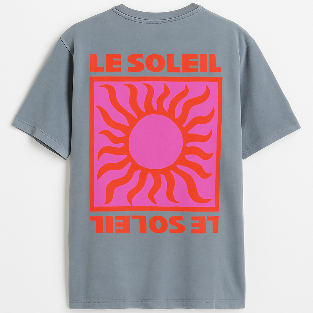 T-Shirt Le Soleil mit Sonnenprint in grau