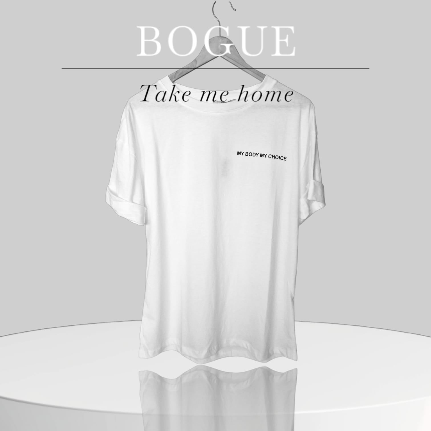 Minimalistisches weißes T-Shirt mit 'My Body My Choice'-Aufdruck, 100 % Baumwolle, lockere Passform, ideal für Damen.