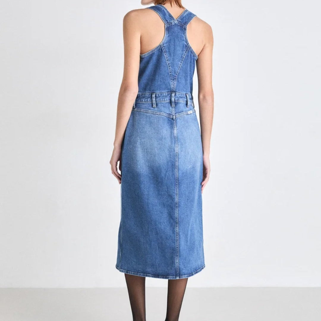 Wrangler ärmelloses Denimkleid mit Knopfleiste und Schlitz vorne