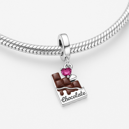 Charm Schokolade & Herz – 925 Sterling Silber