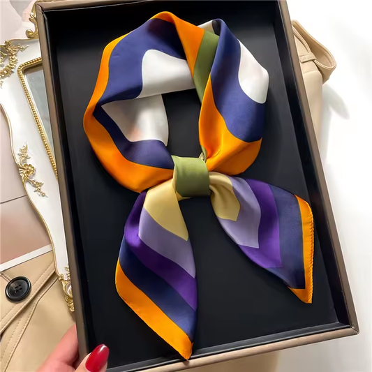Satin-Haartuch Damen bunt Streifen orange blau grün weiß von Bogue