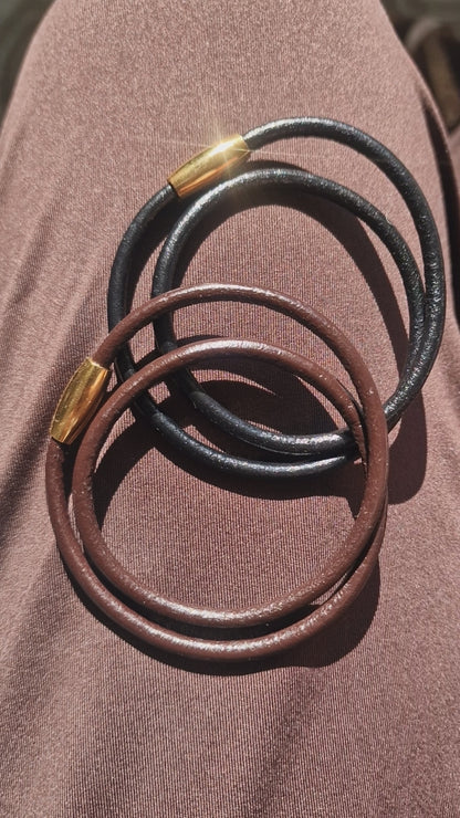 Minimalistische Leder-Halskette & Armband – 2-in-1 Design mit Gold-Magnetverschluss