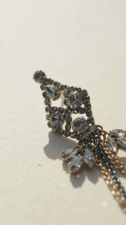 Statement Ohrringe „Élodie“ – Kristall & Ketten Bicolor