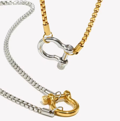 Maritime Schäkel Halskette & Armband aus 316L Edelstahl – Wasserfest & Hypoallergen – 18K Vergoldet / Silber Unisex Schmuck