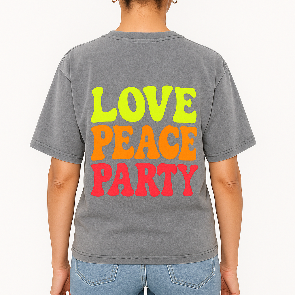LOVE PEACE PARTY Tshirt super für den Alltag 
