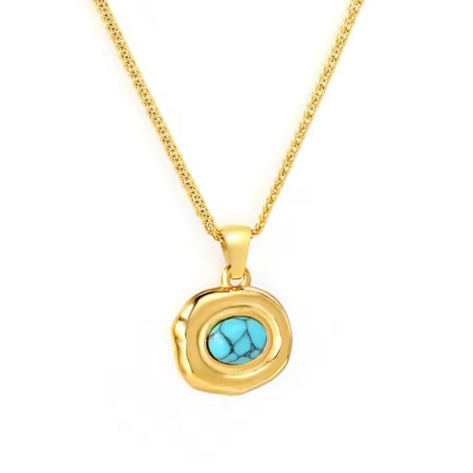 Gold Halskette mit African Turquose Stein