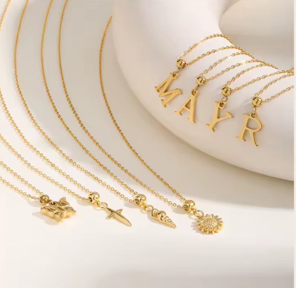 Buchstaben-Charm A–Z 18K DIY/ Pin vergoldeter Edelstahl I Wasserfester Anhänger