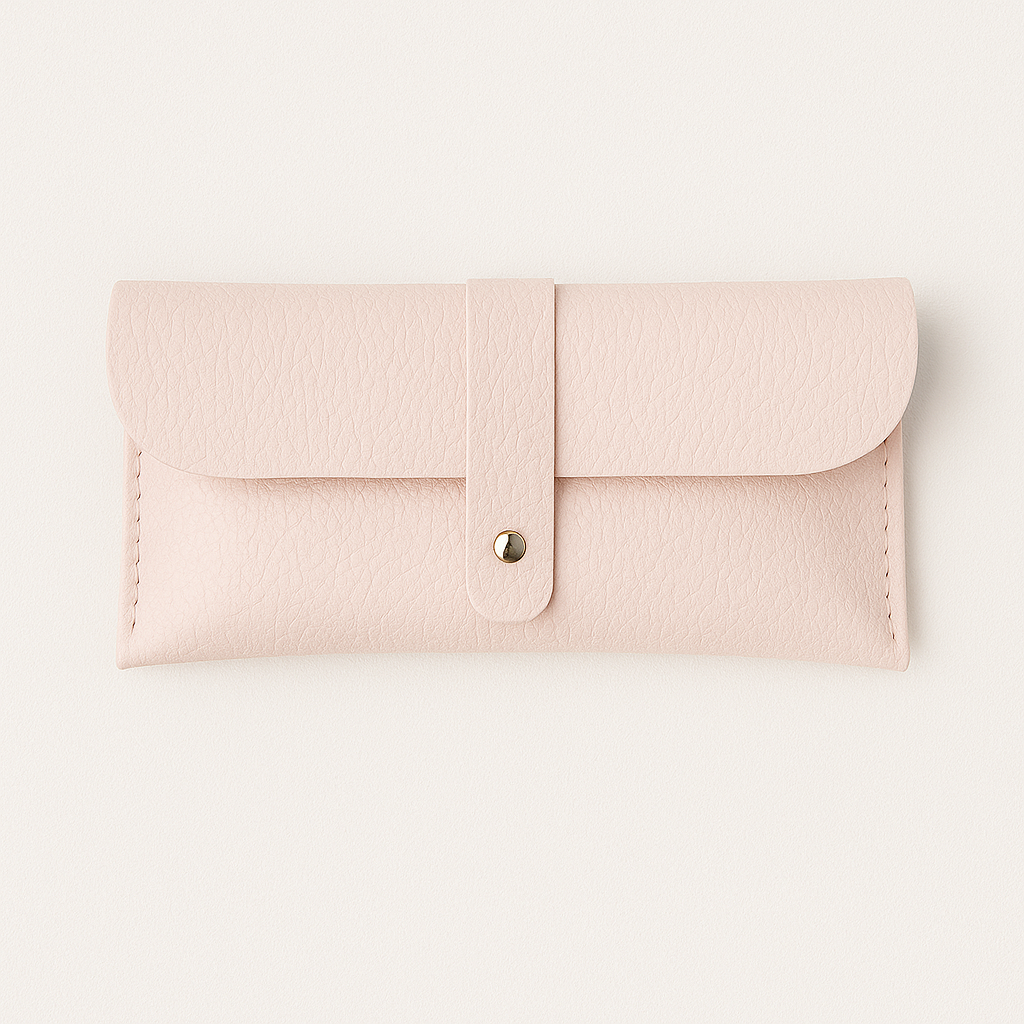 Zart rosafarbenes Brillenetui aus echtem Leder