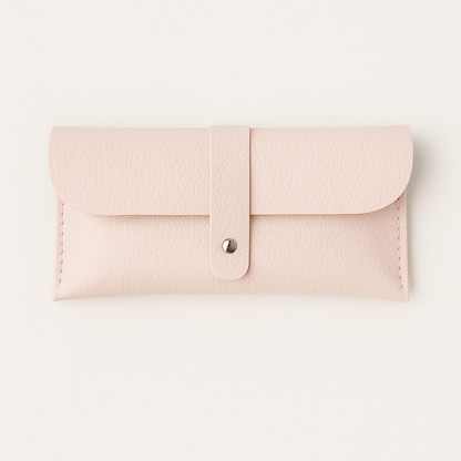 Zart rosafarbenes Brillenetui aus echtem Leder