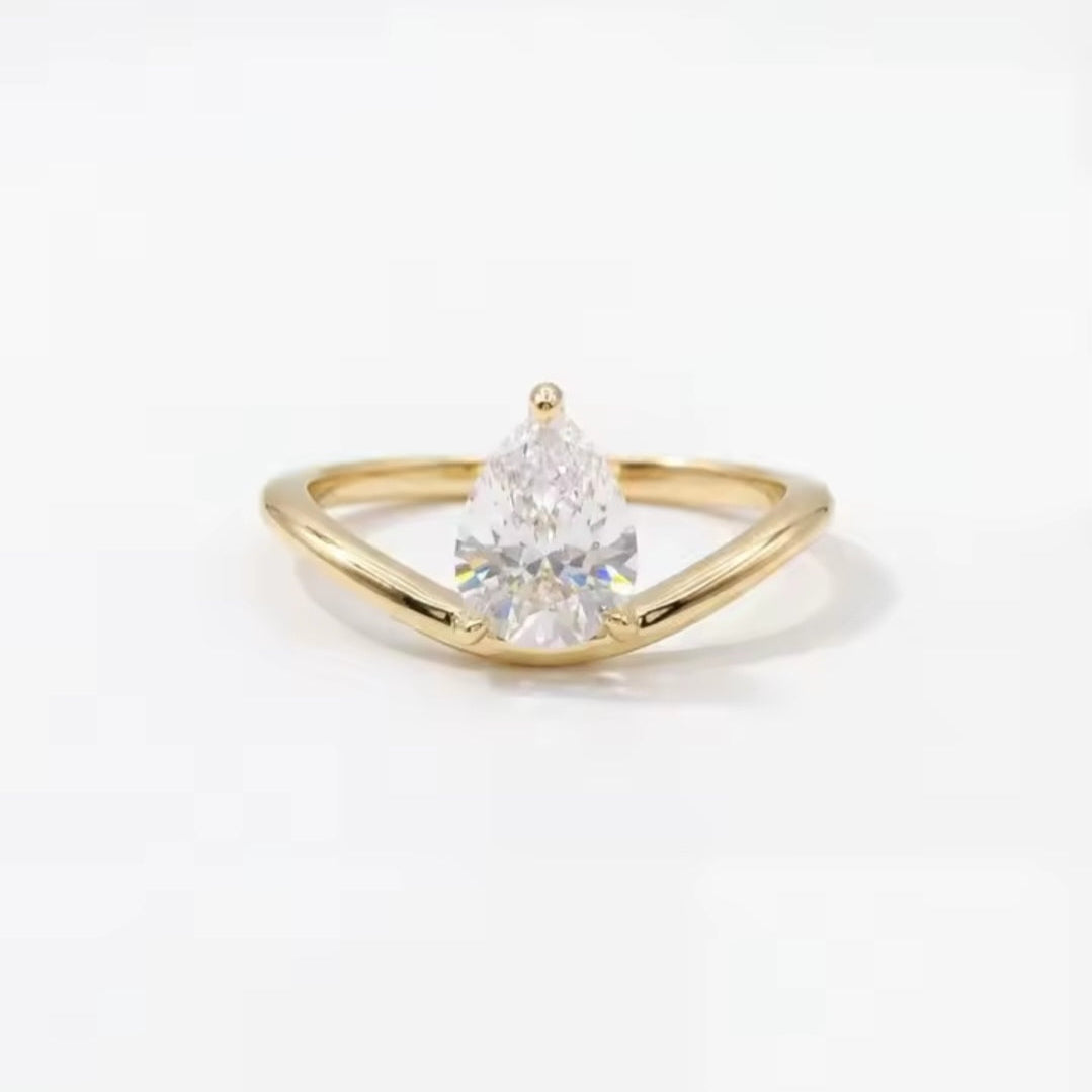 ✨ Minimalistischer V Zirkonia Ring, aus 925 Sterling Silber, vergoldet