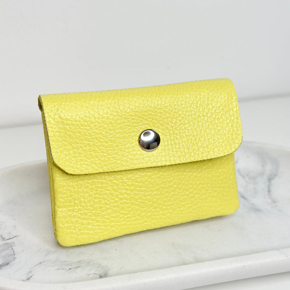 Gelbe Mini-Geldbörse aus Leder – stylisch & kompakt