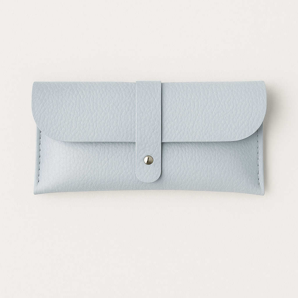 Hellblaues Leder-Brillenetui mit edler Struktur