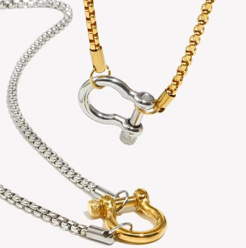 Maritime Schäkel Halskette & Armband aus 316L Edelstahl – Wasserfest & Hypoallergen – 18K Vergoldet / Silber Unisex Schmuck