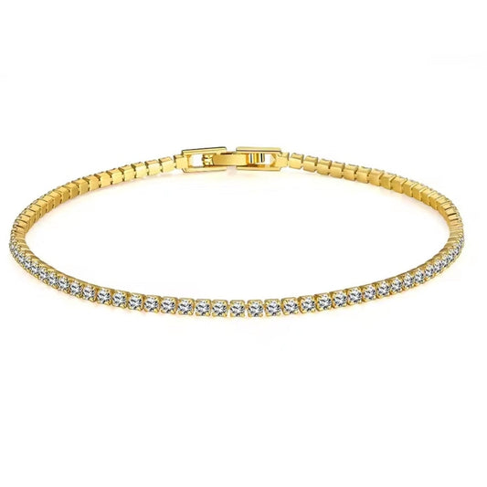 Elegantes Tennis-Armband aus 925 Sterling Silber – Vergoldet mit Zirkon-Kristallen