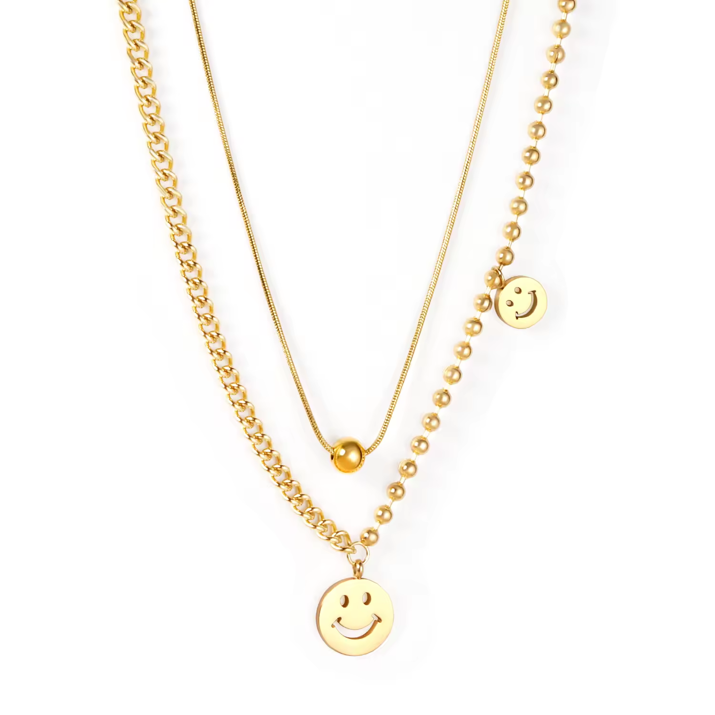 Smiley Layer Necklace – Gold